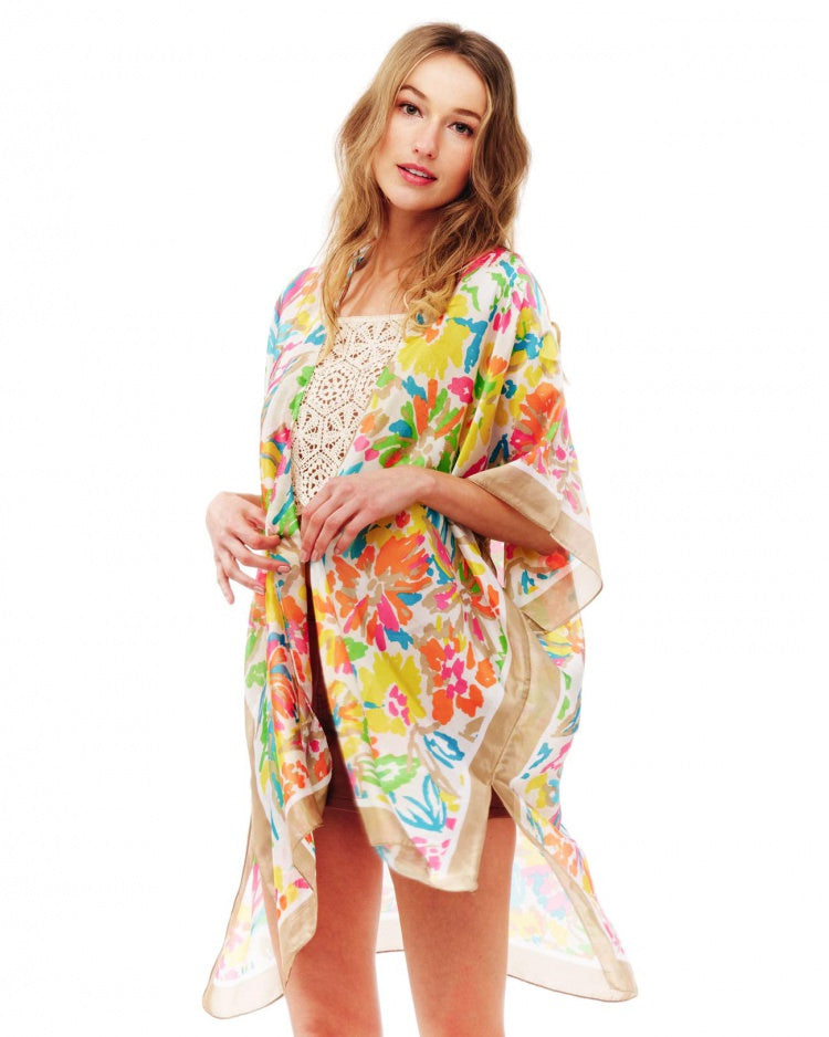 BEIGE YELLOW MULTI KIMONO
