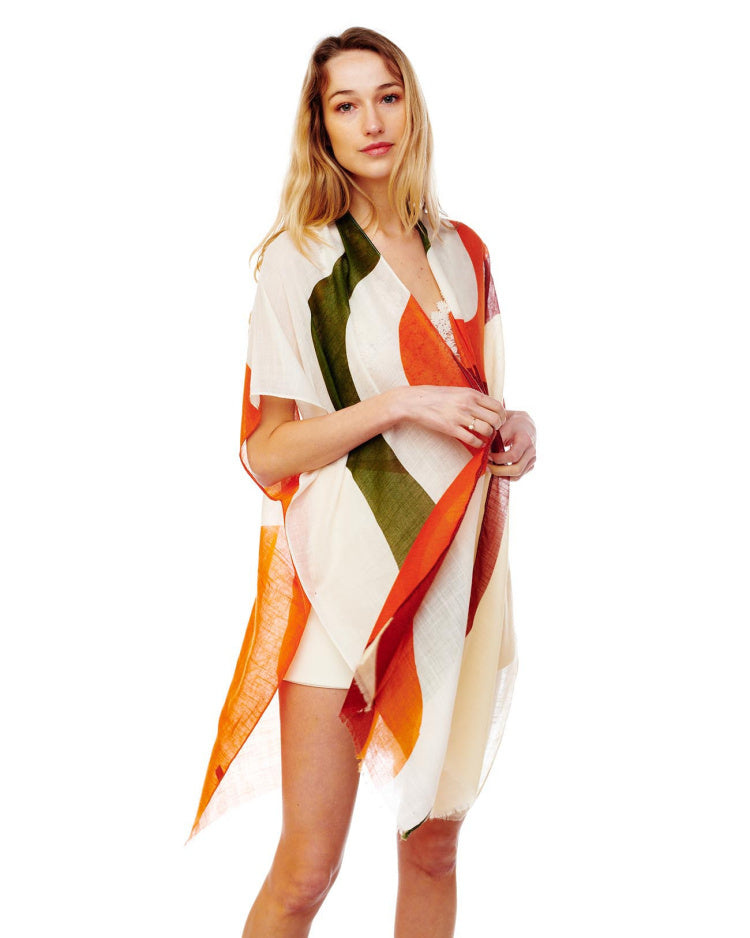 MULTI ORANGE/ GREEN KIMONO
