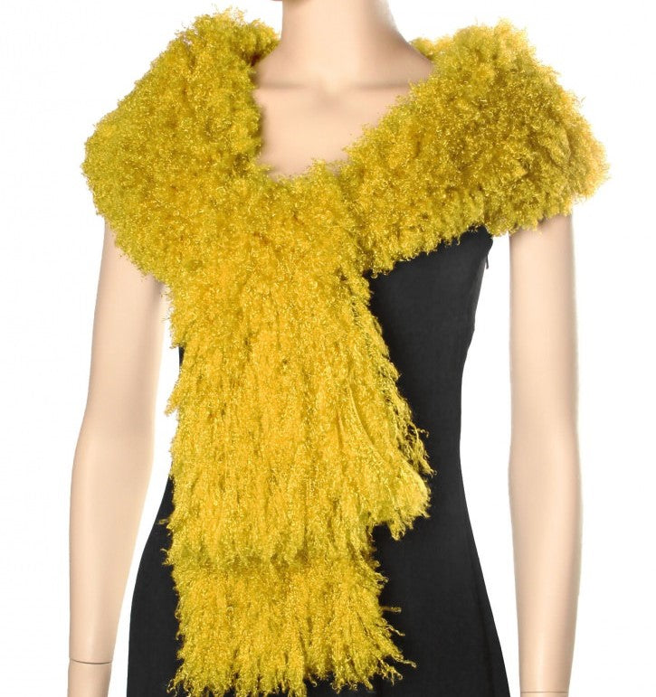 FAUX FUR YELLOW SCARF