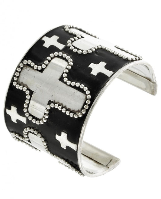 CROSS BLACK/SILVER BRACELET