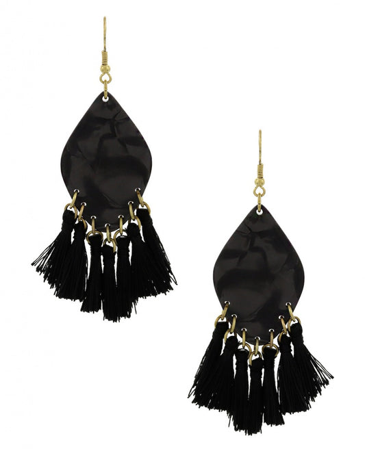 DANGLE BLACK MARBLE EARRING SET