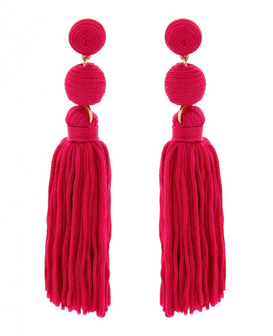 DANGLE ME PINK TASSEL EARRING SET