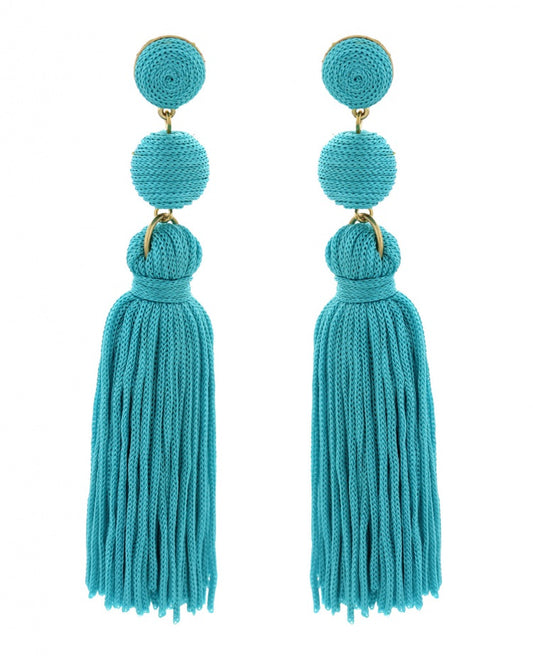 DANGLE ME TURQUOISE TASSEL EARRING SET