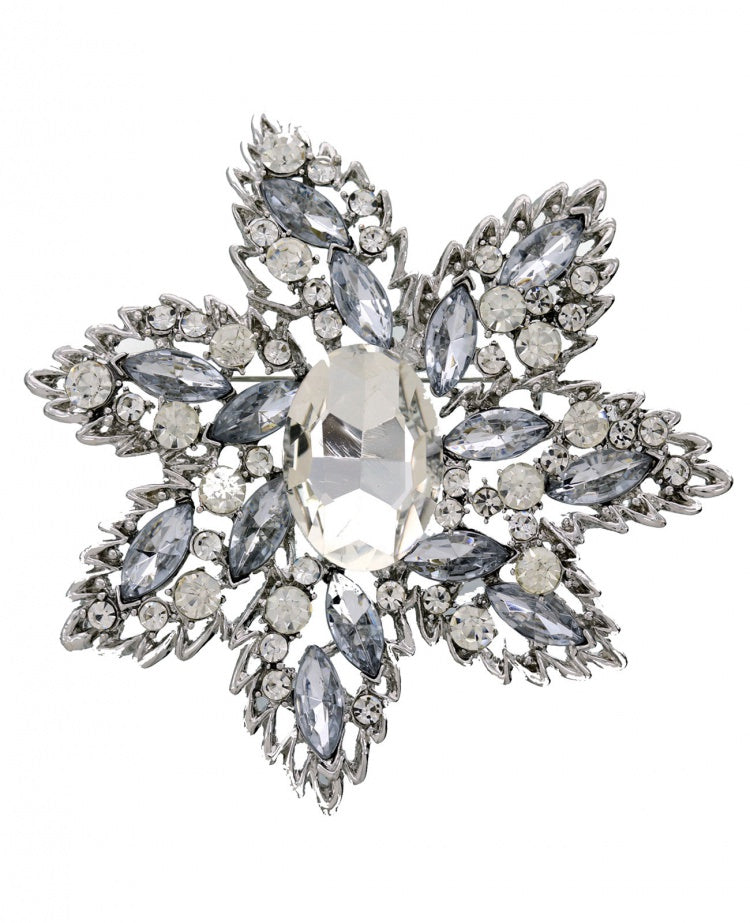 CRYSTAL WHITE FLOWER BROOCH