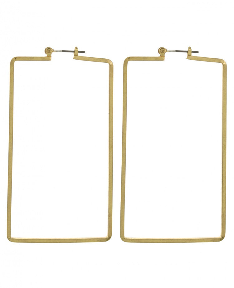 GOLDEN RECTANGULAR EARRING SET