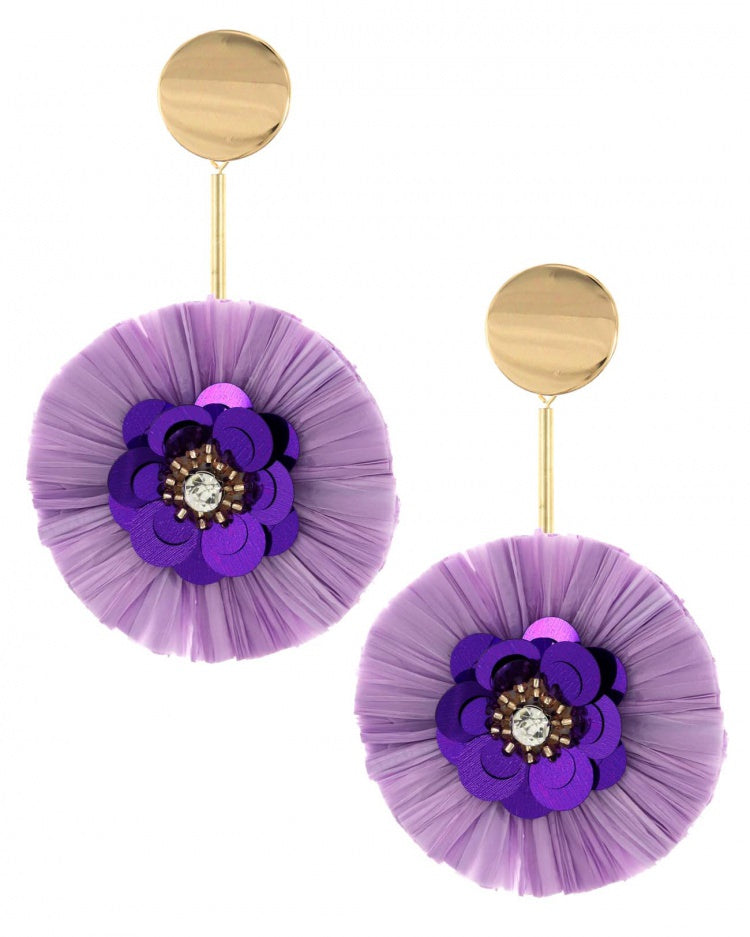 RAFFIA PURPLE RHINESTONE EARRING SET