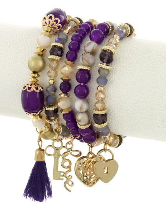 PURPLE PANSY CHARM BRACLET