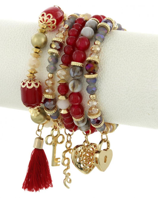 WE REDDY HEART CHARM BRACELET