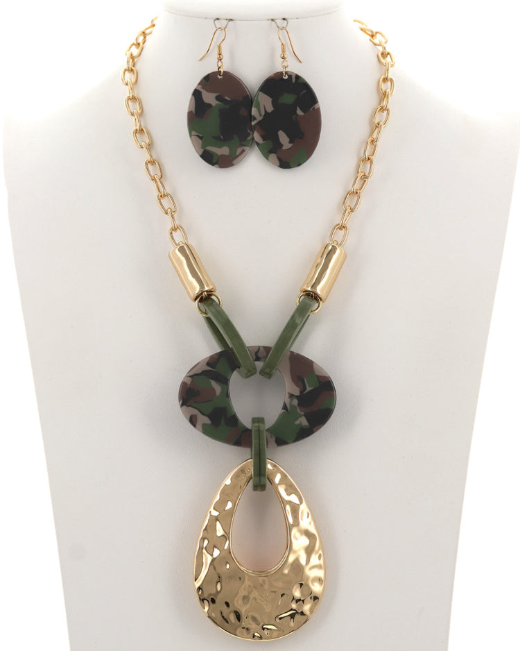 CAMO TEARDROP NECKLACE SET