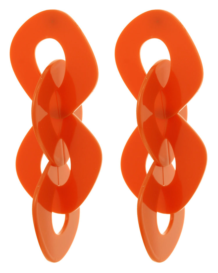 CHAIN REACTION ORANGE EARRINGS