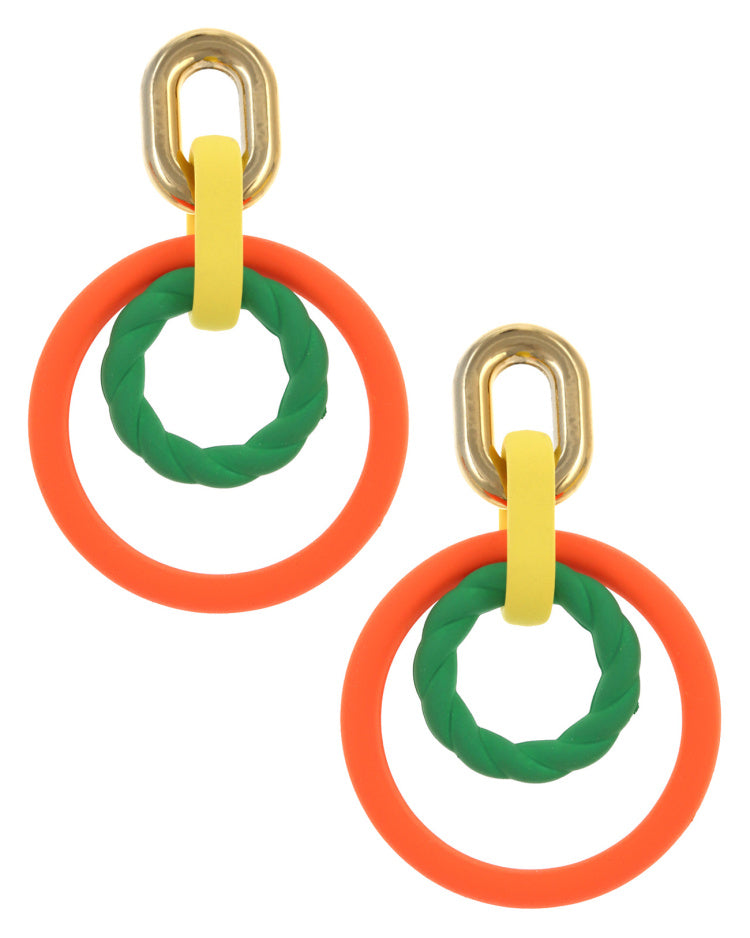 ORANGE AND GOLD EARRING SET