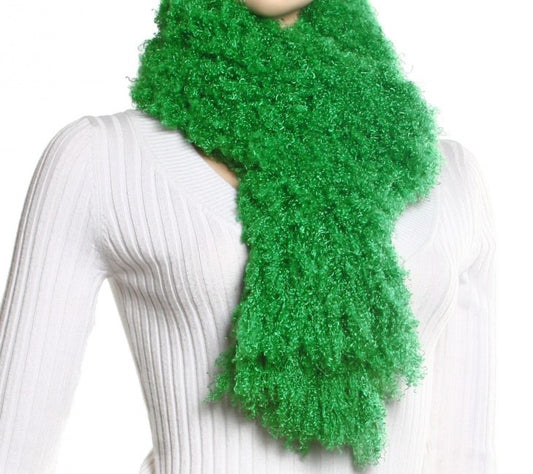 FAUX FURE GREEN SCARF