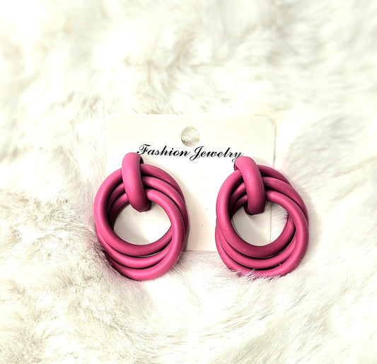 PINK CIRCLE EARRING SET