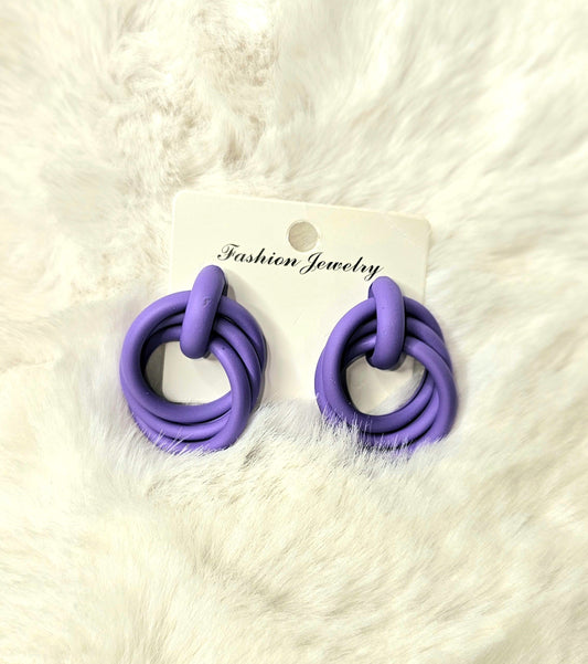 PURPLE CIRCLE EARRING SET