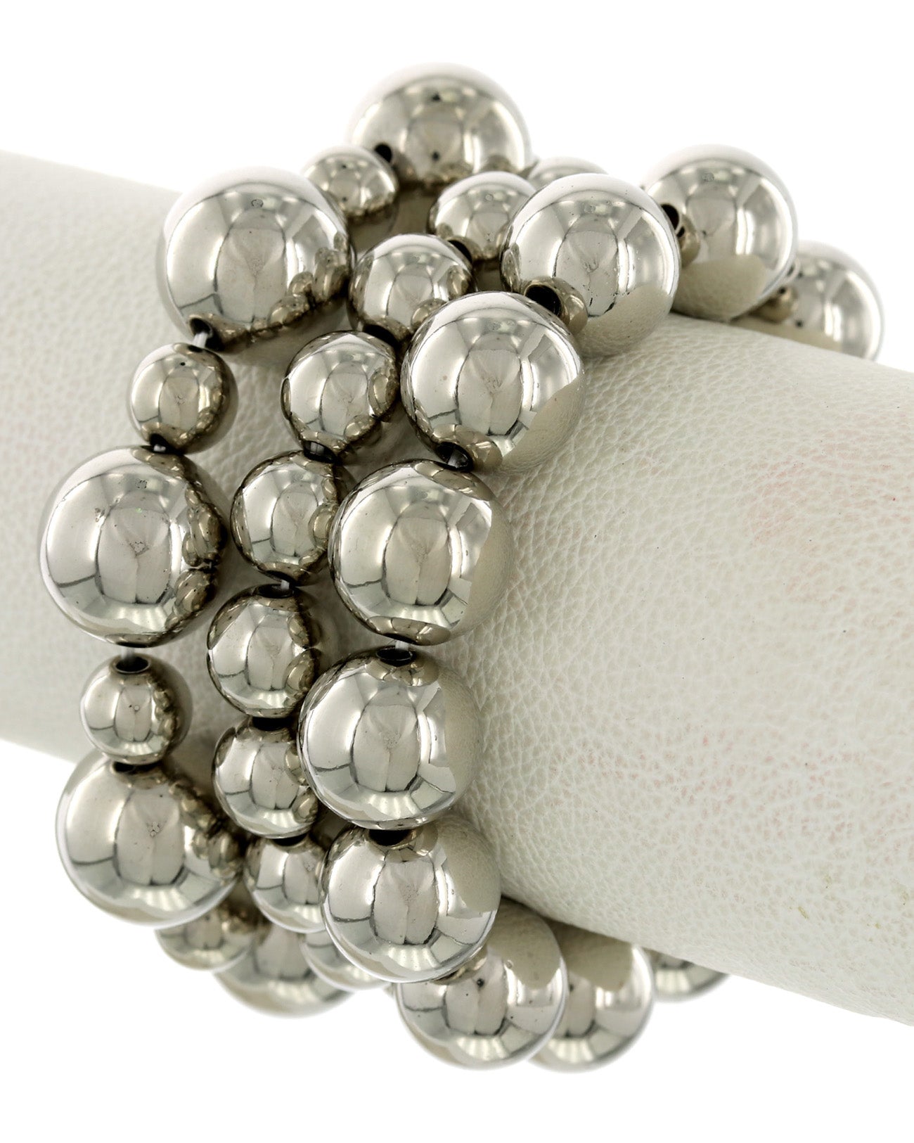 Silver Multi Strand Pearl - Synthetic Bracelet