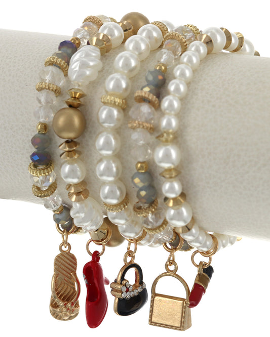 MULTI STRAND PEARL STONE BRACELET