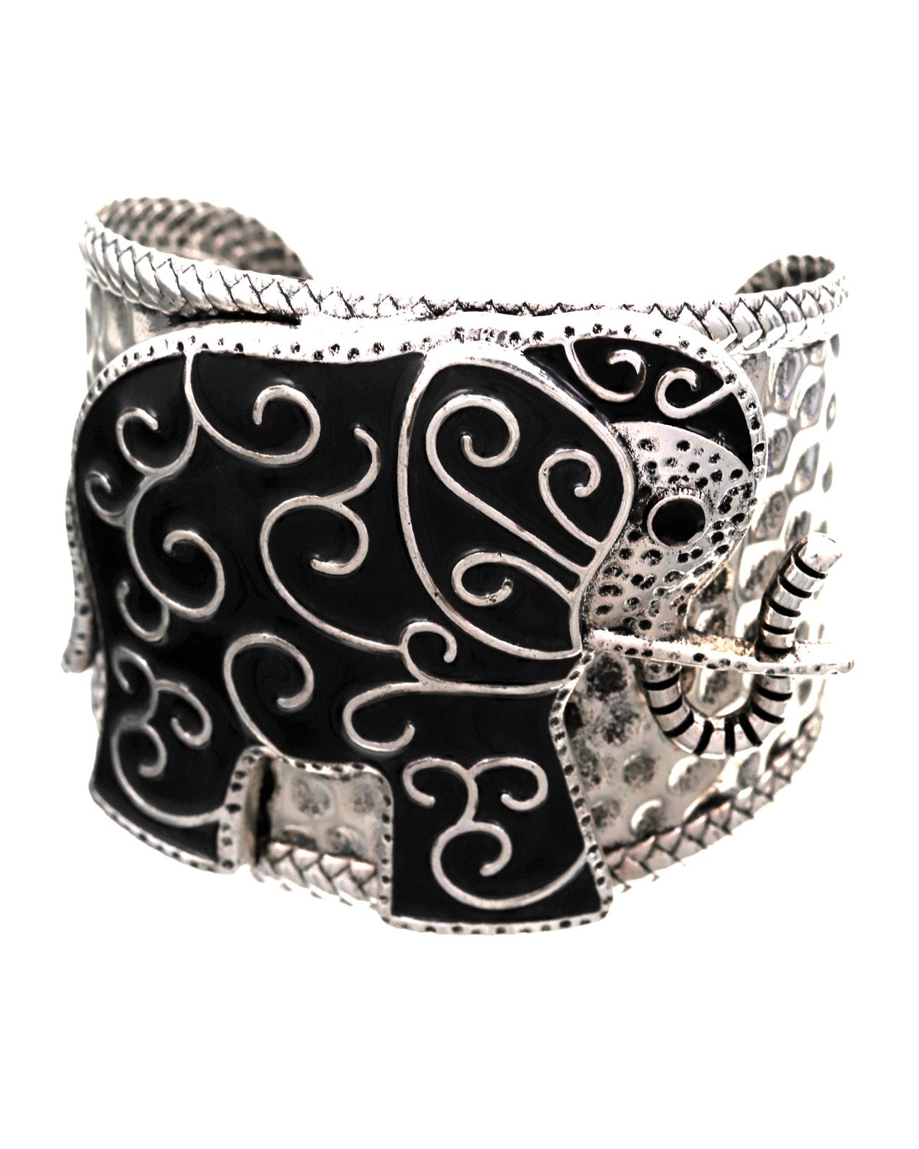 Elephant Hammered Metal Cuff Bracelet